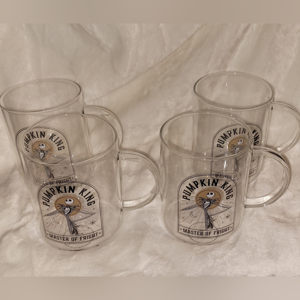 Rare Pumpkin King Clear Beaker Glass Mug Set Of 4, Nightmare Before Christmas